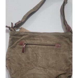 Retro NWT CLEA RAY crossbody bag real FUR recycled army Canvas shoulder Purse